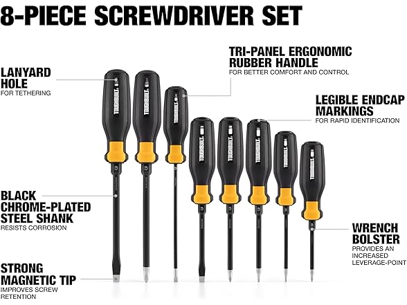 ToughBuilt TB-H5S8-A Standard 8 Piece Screwdriver S