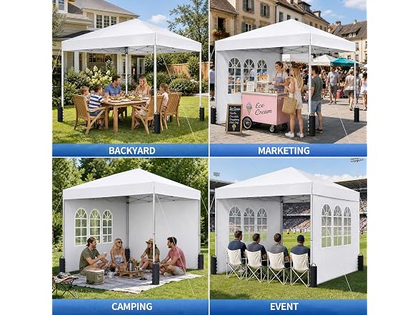 SANWAY 10x10 Pop Up Canopy with Sidewall,White