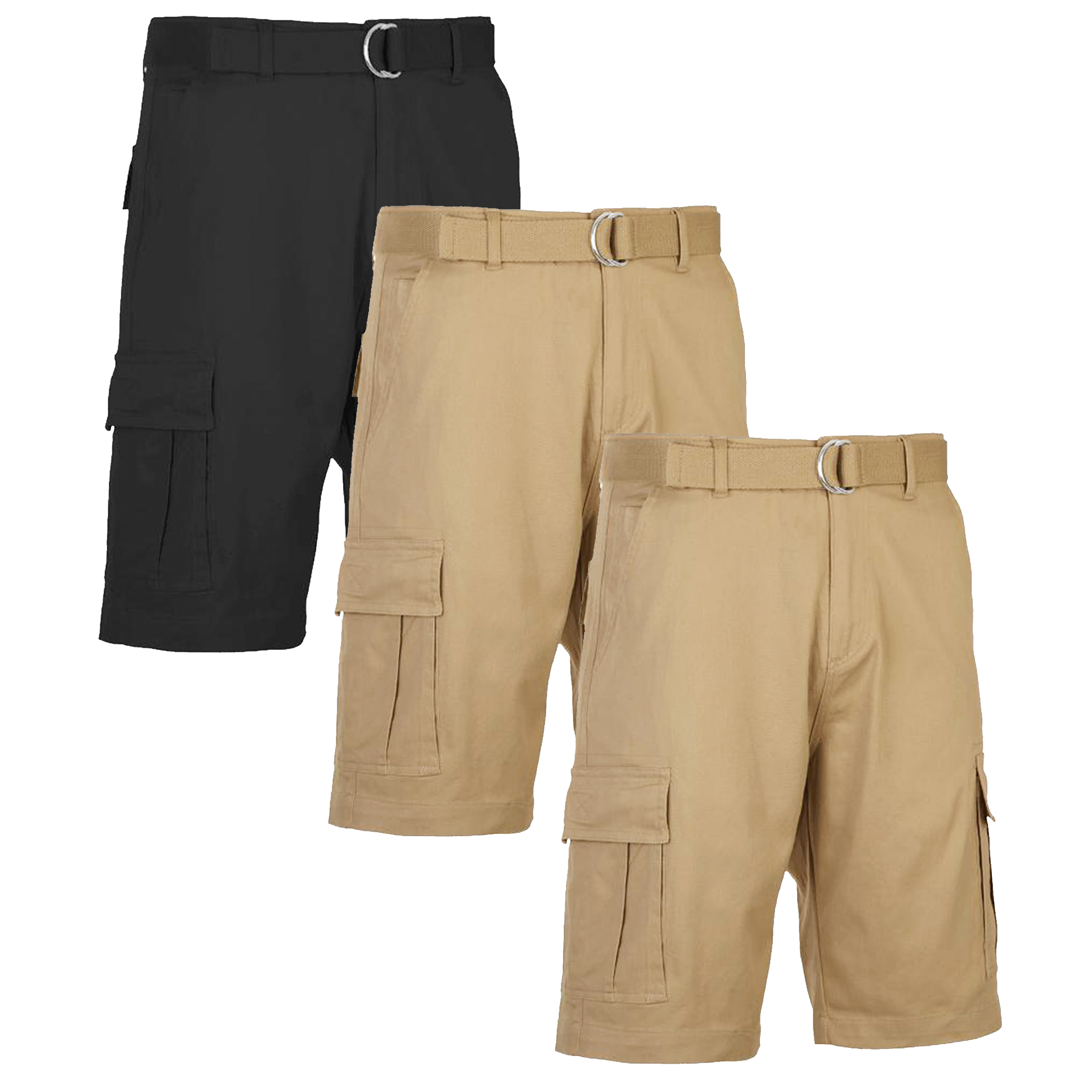 3Pk Mens Cotton Stretch Cargo Shorts (30-42) - Gallery 18