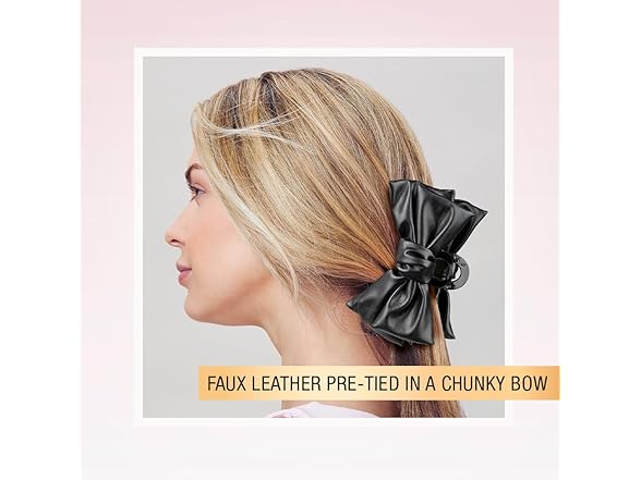 Scunci by Conair faux leather bow claw clip Black