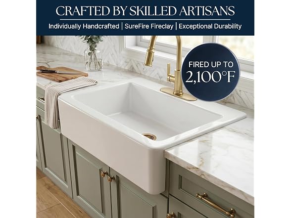 Sinkology Parker 34 in White Fireclay Farmhouse Sink