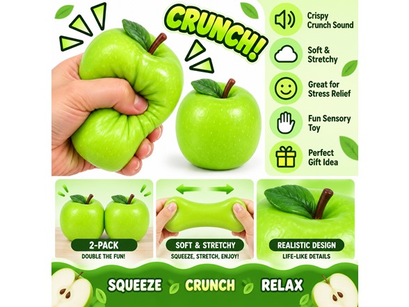 Green Apple Crunch Squishy 2Pk