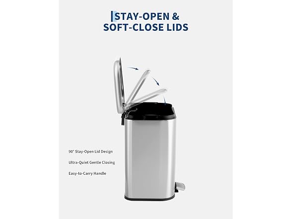 Takywep 5L Rectangular Stainless Steel Trash Can