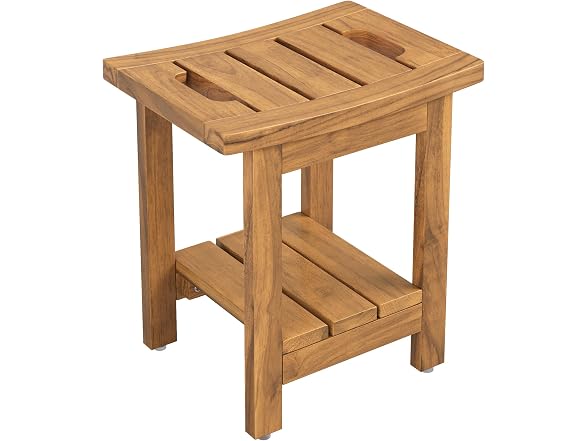 14" Waterproof Natural Teak Shower Stool