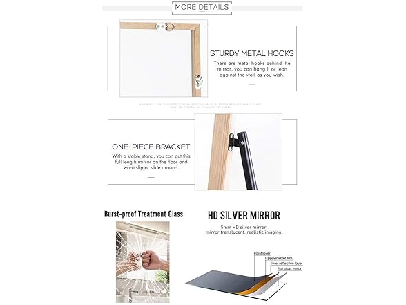 NeuType 65"x22" Full Length Mirror