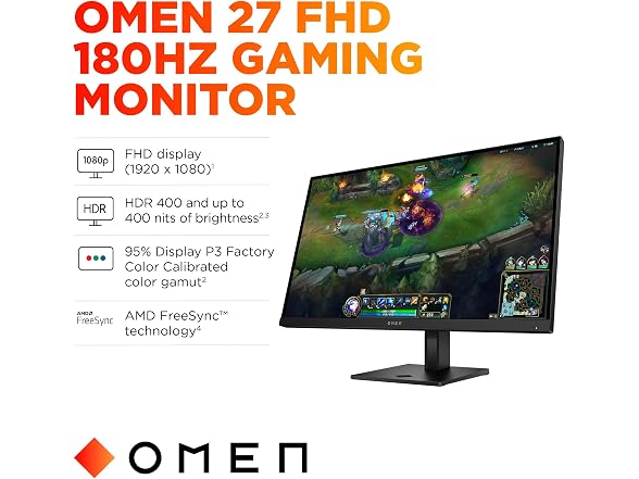 HP OMEN 27" FHD 180Hz Gaming Monitor