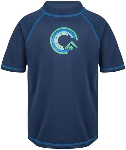 Kanu Surf Boys' Haywire UPF 50+ Sun Protective Rashguard Swim Shirt, Banzai Navy, Medium (10)