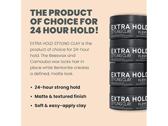 (2 Pack) Eleven Australia Extra Hold Styling Clay, 3 oz