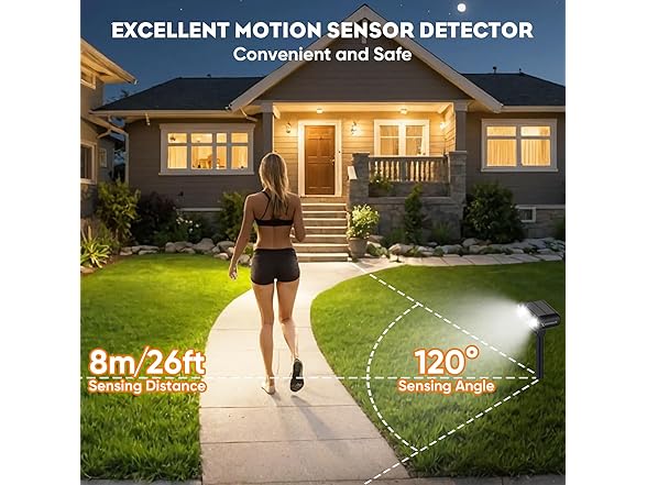 Solar Motion Sensor Landscape Spotlights, LED, 2 Pack