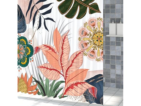 Yeele Boho Floral Shower Curt (71"x71")