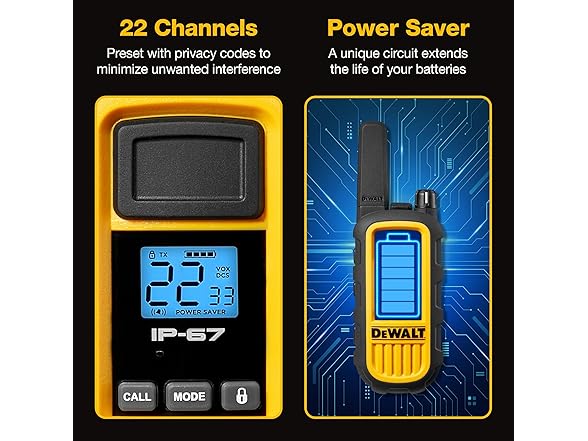 DEWALT DXFRS800 FRS Walkie Talkies, 4pk w/Headsets