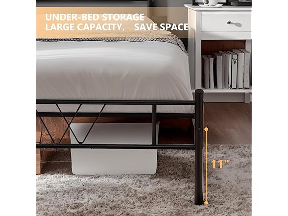 Relyblo Twin Size Metal Platform Bed Fra