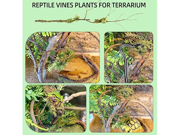 BNOSDM Reptile Plants, Flexible Rainforest Vines w Moss