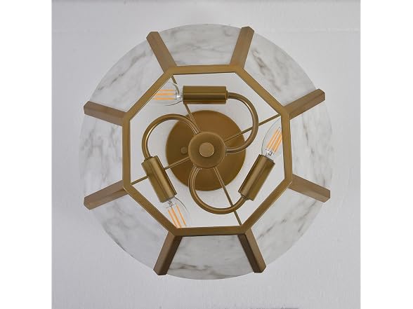 Gold Semi Flush Mount Chandelier Light for Kitchen, 15"