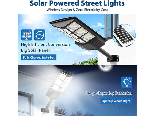 Bosceos 2-Pack 6000W Solar Street Lights Outdoor