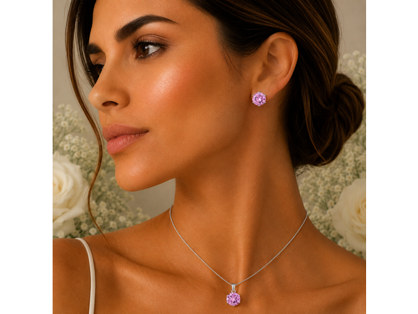 Pink Stone Necklace & Earring Set
