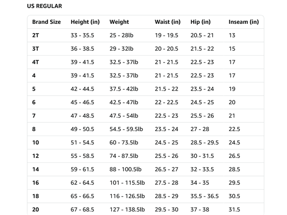 Size Chart