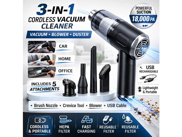 3-in-1 Wireless Handheld Vacuum