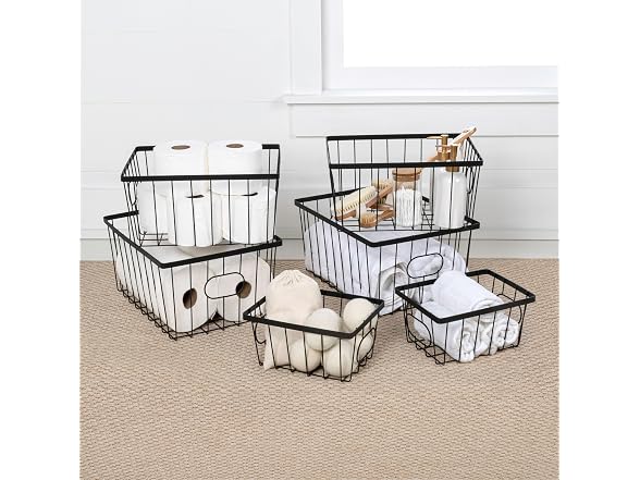 Vintage Industrial Wire Metal Nesting Baskets (Set of 6)