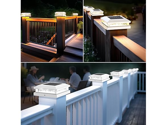 Bosceos Solar Post Lights 8-Pack, 2 Color Modes 16LEDs