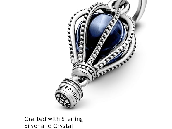 PANDORA Blue Hot Air Balloon Travel Charm - Compatible Moments Bracelets - Jewelry for Women - Gift for Women in Your Life - Made with Sterling Silver & Man-Made Crystal (Open Box)