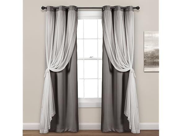 Lush Decor Sheer Grommet Curtains With Insulated Blackout Lining