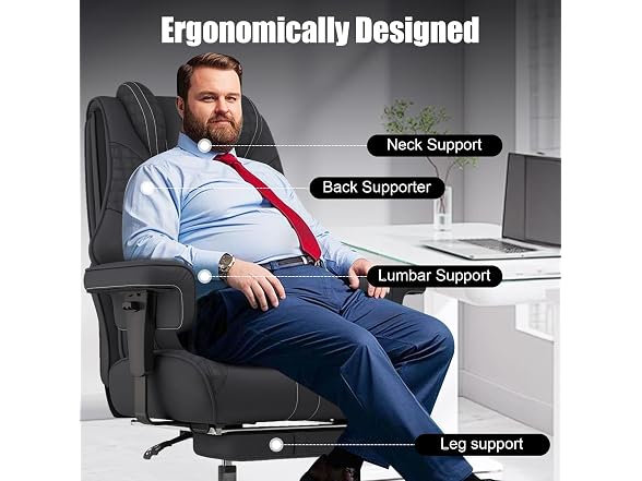 Big and Tall Leather Executive Office Chair