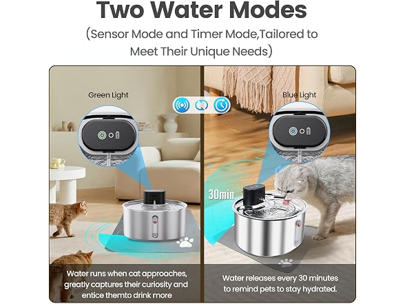 Virtulance No Pump Cat Water Fountain with 3 Filter