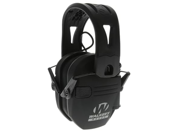 Walker's Razor Tacti-Grip Earmuffs- Black, High Performance Silicone Composite Slip Free Headband- Natural Sound Clarity Full Dynamic Range 23 NRR
