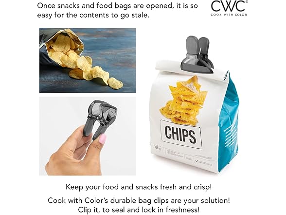 COOK WITH COLOR Bag Clip 6Pk