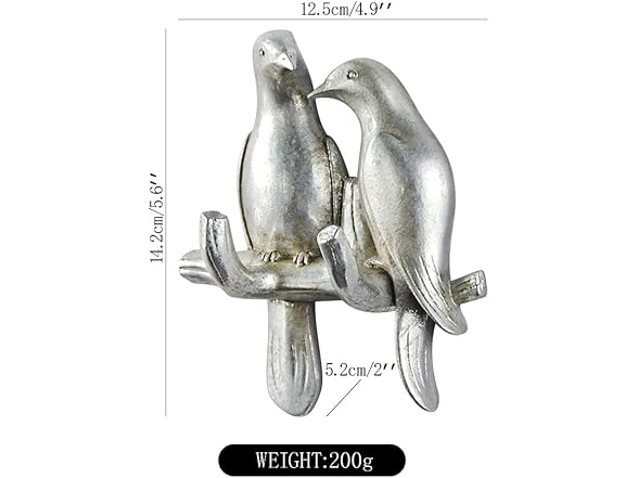 Bird Coat Hooks Animal Wall Silvery L