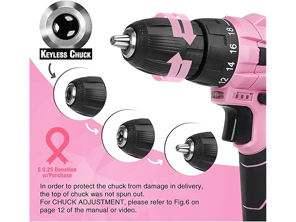 WORKPRO 12V Pink Cordless Drill Driver
