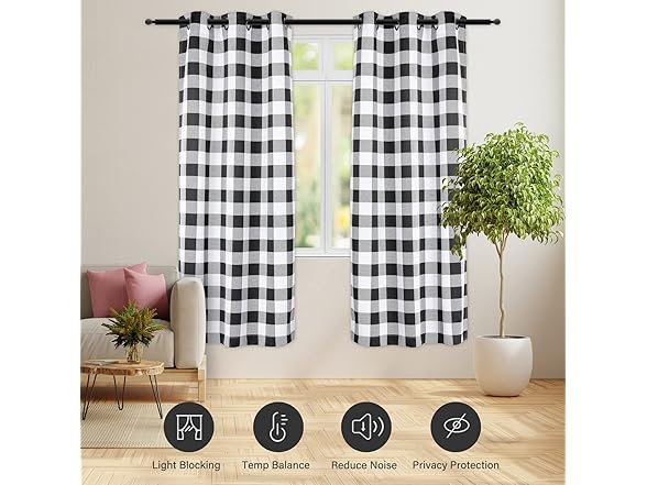 Simple Deluxe Plaid Blackout Curtains