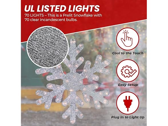 Top Treasures 28" Pre-Lit Snowflake