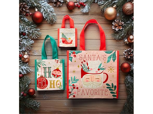 Karma Karma Holiday Reusable Small Gift Bags - Tote Bag and