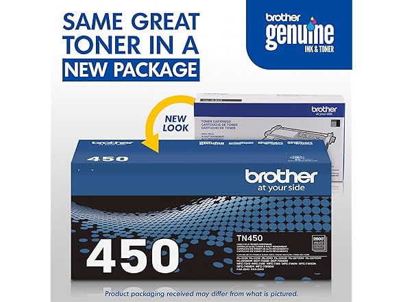 Brother Genuine High Yield Toner Cartridge, TN450, Replac