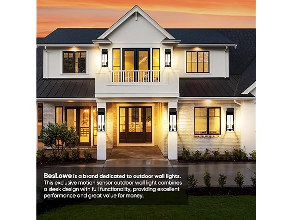 BesLowe Motion Sensor Wall Lights, 18" Black