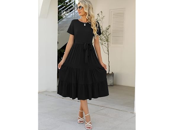 Lyrur Women (M) Summer Casual Short Sleeve Dress