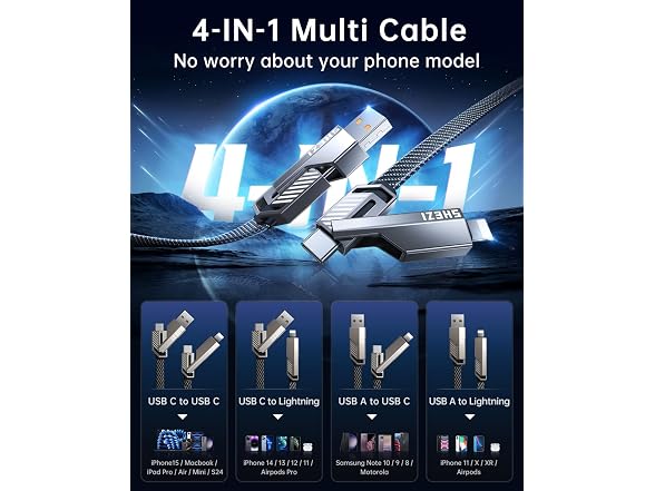Vexipia 3FT 4 in 1 Charging Cable