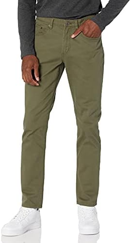 Amazon Essentials Men's Slim-Fit Pants, 5-Pocket Stretch Twill Design, Olive, 34W x 31L