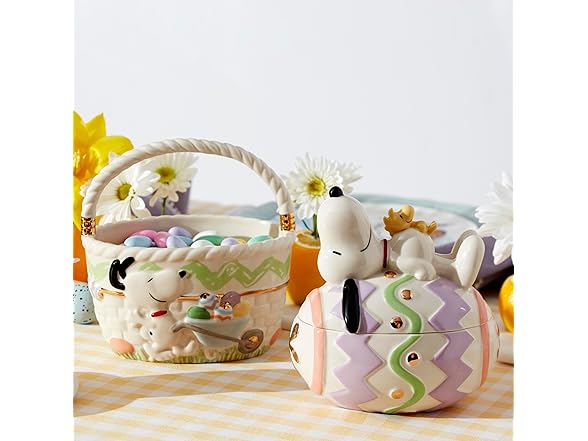 Lenox Peanuts Easter Snoopy & Woodstock Basket, Spring Home Decor