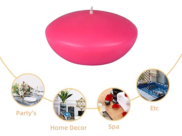 3-Pc Floating Candles, 4-Inch, Hot Pink