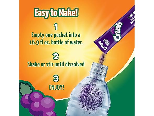 12PK Crush Grape Flavored Powder Drink Mix, 6 Pieces