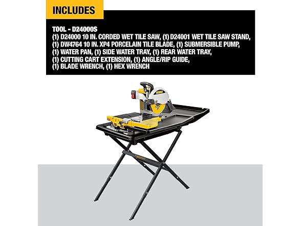 DEWALT D24000S-A  Wet Tile Saw with Stand 10in