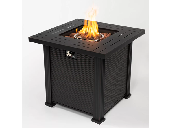 28" Sq 50k BTU Steel Fire Table – Black