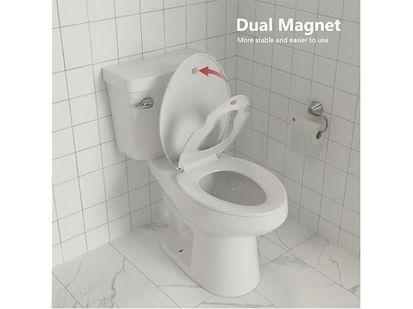 White Elongated Toilet Seat, Slow Close