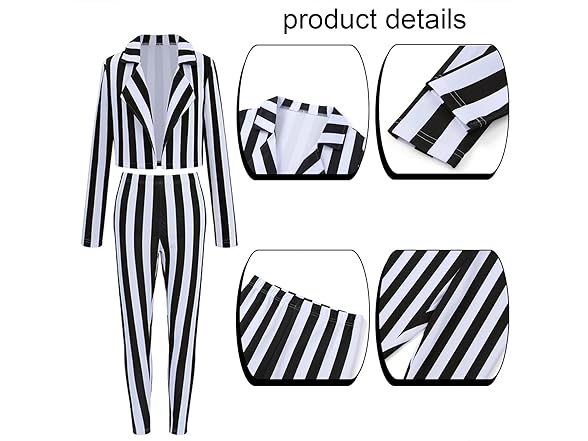 Women's Black and White Striped Suit