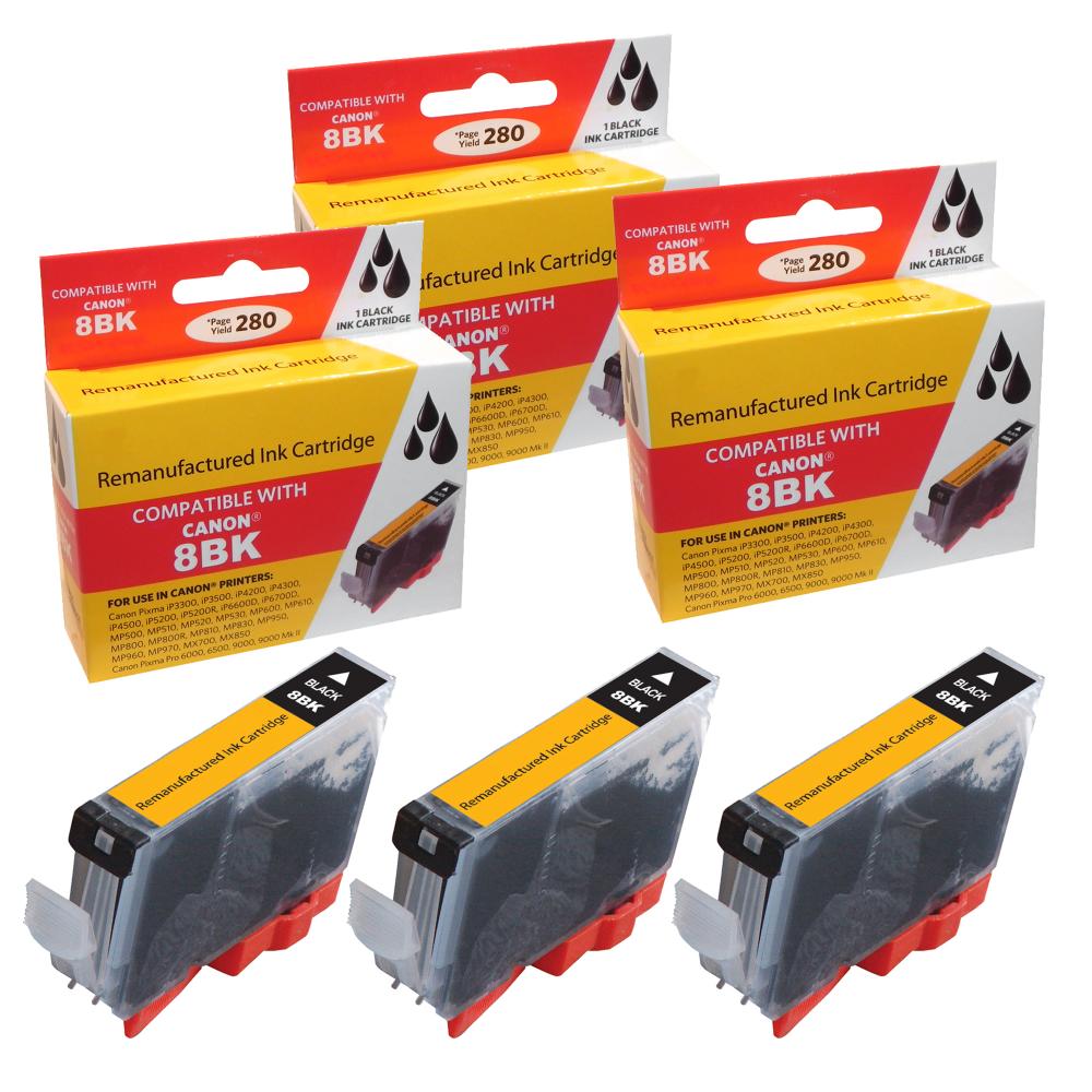 Compatible Canon CLI-8 Black Ink Cartridge combo.  (3 Pack) - Gallery 2