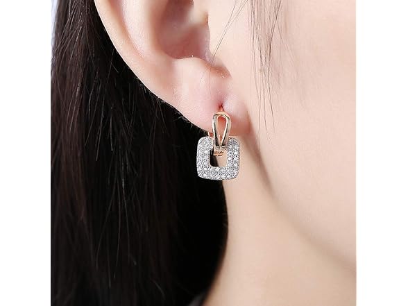 GSLAOZ 14K White Gold Plated CZ Hoop 