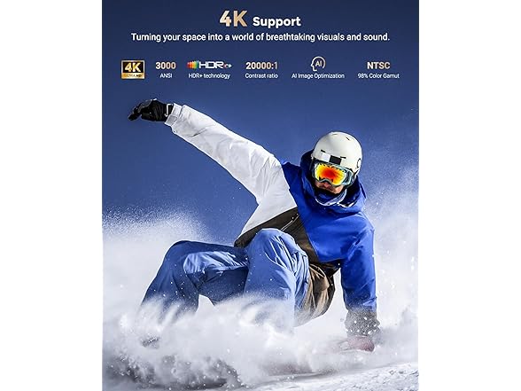 CiBest Google TV Projector 4K Support